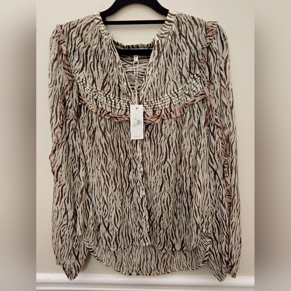Heartloom Zebra Print Blouse Medium NWT - Picture 1 of 8